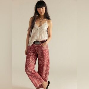 Free People Red Paisley Women Jeans